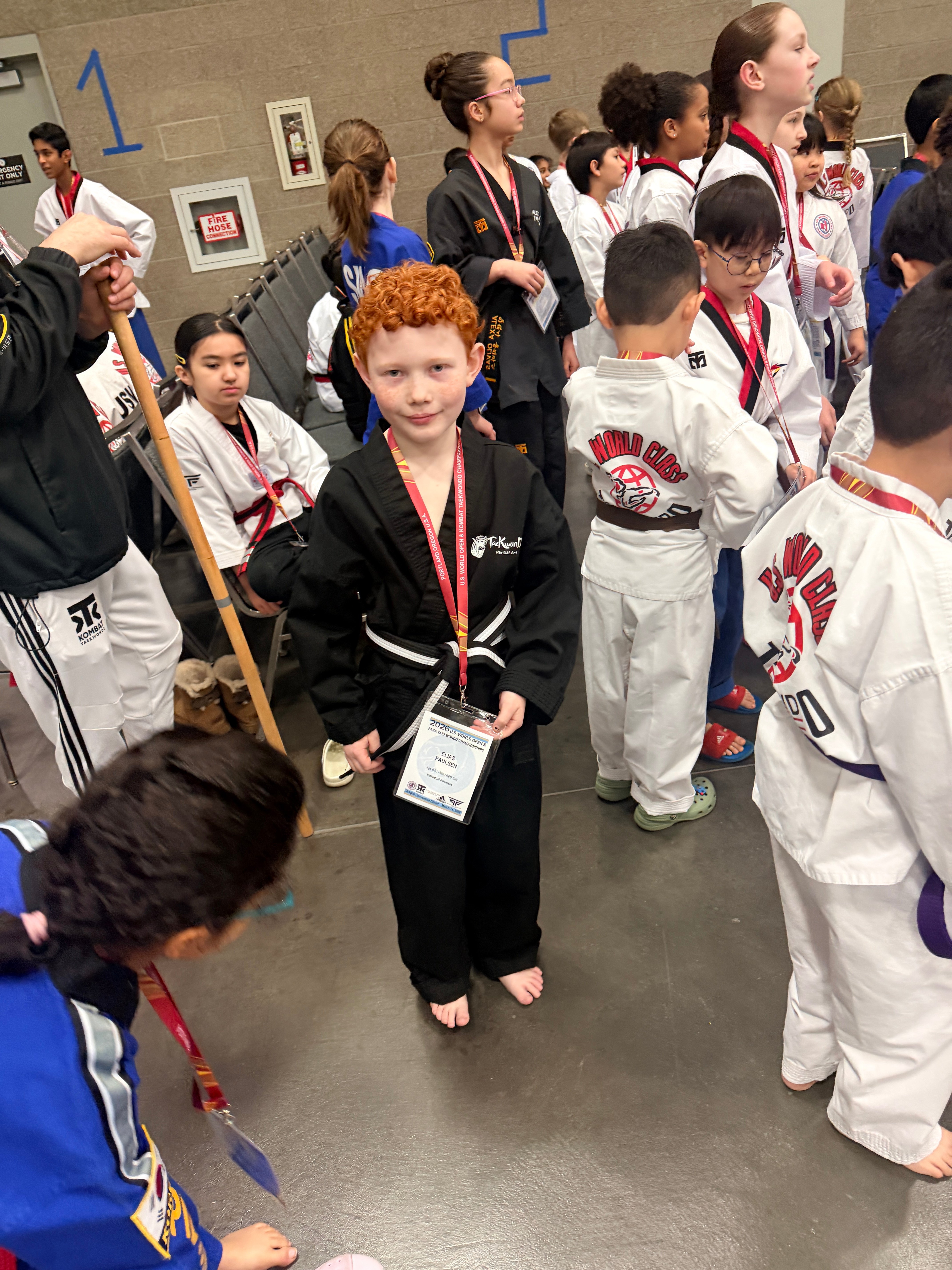 Student in a black uniform at the 2026 U.S. World Open Taekwondo Championships